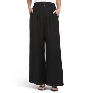YOUNG FABULOUS & BROKE Black Linen Blend Hope Trousers